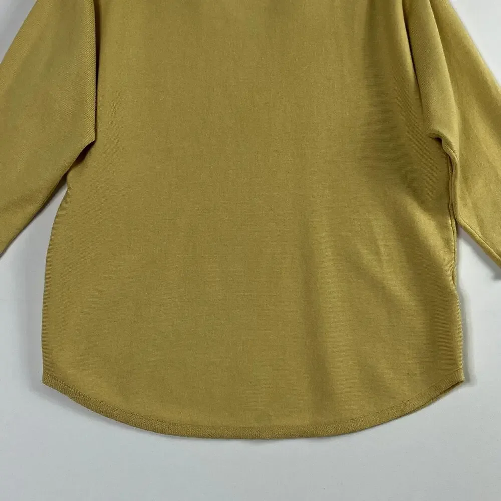 Cynthia Rowley 3/4 Dolman Sleeve Rayon Blend Pullover Knit Top Yellow Large